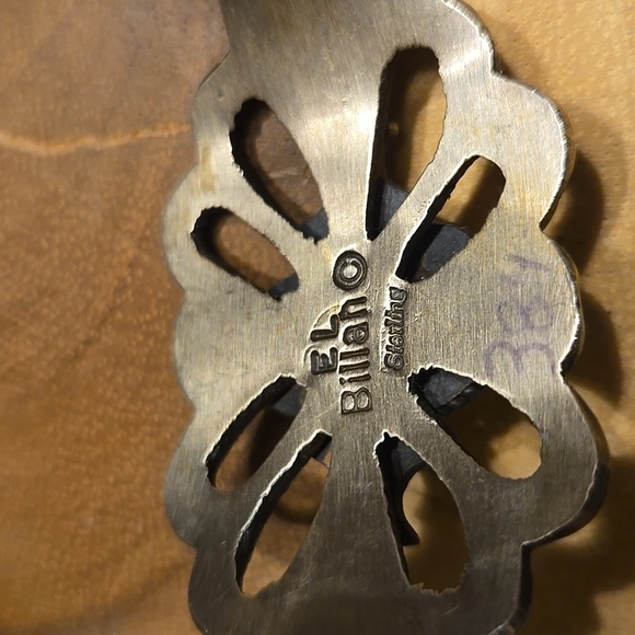 Sterling silver cast cuff with a turquoise cabochon - Picture 5 of 5